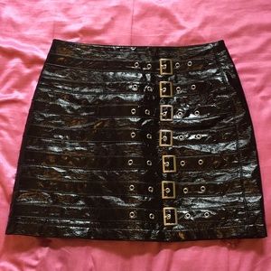 F21 Buckle Vinyl Miniskirt